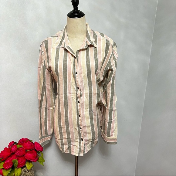 Caslon Striped Long Sleeves Button Down Shirt Size Large - New With Tag- Reemoly - Picture 3 of 10